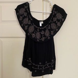 Black linen off the shoulder top